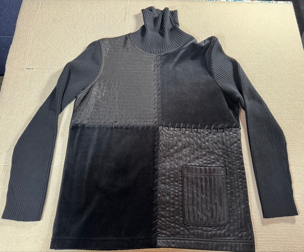 Diane Gilman Selection Women's Small Long Sleeve Pullover Top Velour Patchwork